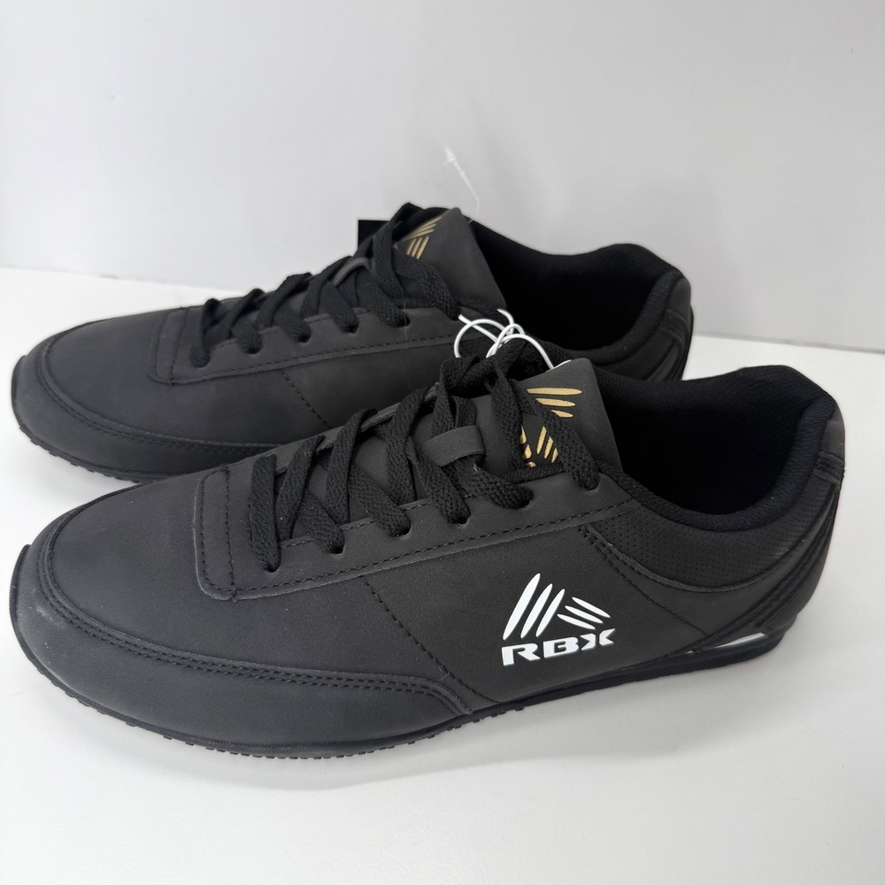 RBX Men's Black Gold Lace Up Athletic Sneakers Shoes Size 9 New
